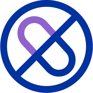 a no pill icon crossed with a diagonal line which says the product is “drug free"