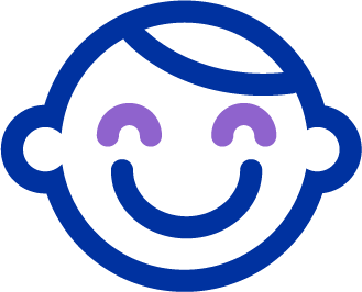 a smiling icon of child’s face which says “suitable for children”