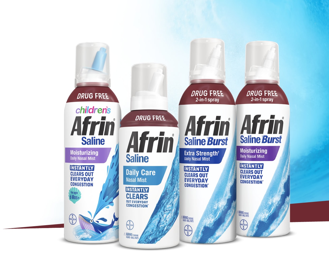 Four Bottles of Afrin® Saline Nasal Mist