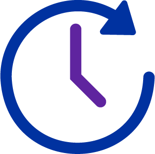 a clock icon featuring an arrow directed to right which says “use often as needed”